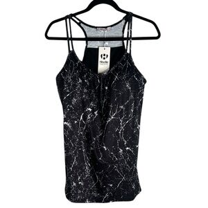 Hibelle Marble Black & White Workout Yoga Running Athletic Tank Top Size Large